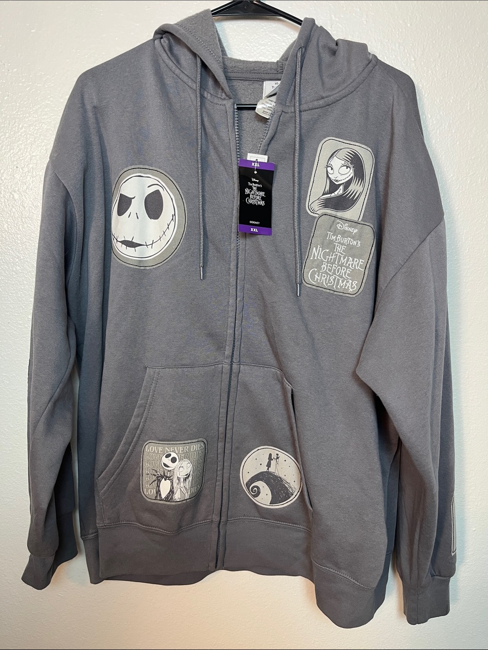 Disney The Nightmare Before Christmas Gray Graphic Zip Hoodie